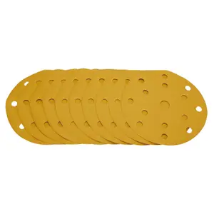 Draper Gold Sanding Discs with Hook & Loop, 150mm, 320 Grit, 15 Dust Extraction Holes (Pack of 10) 08477