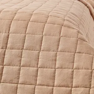 Homescapes Cotton Quilted Reversible Bedspread Chocolate Mink Brown, 150 x 200 cm