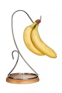 Maison by Premier Chrome with Wood Base Banana Hanger