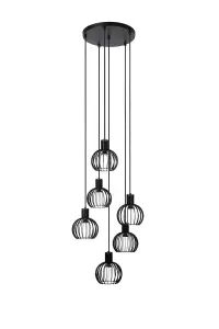 Lucide Mikaela Modern Pendant light 35cm - 6xE14 - Black