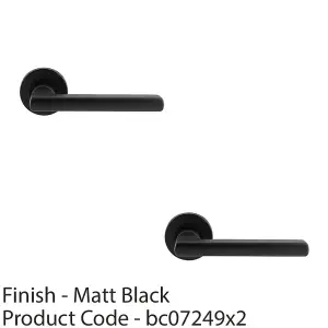 2 PACK - PAIR Straight Smooth Round Bar Handle on Round Rose Concealed Fix Matt Black