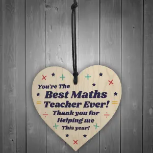 Best Maths Teacher Gift Wooden Heart Thank You Gift Leaving School Nursery Gift