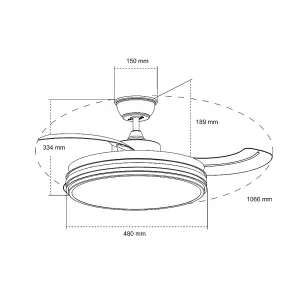 Luminosa Louis DC LED Ceiling Fan 35W 3CCT Black Foldable blades