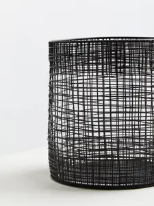 Interiors by Premier Cylindrical Black Lantern, Iron Wireframe Black Candle Holder, Indoor & Outdoor Decor with Glass Shade