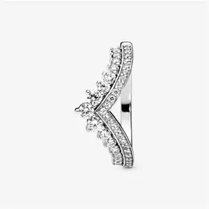 Pandora Princess Wishbone Ring - Sterling Silver / Cubic Zirconia - Sz. 54