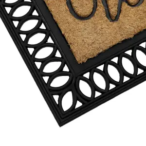 JVL Orana Embossed Rubber Tuffscrape Coir Doormat, 40x70cm