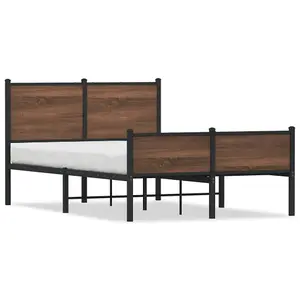 Berkfield Metal Bed Frame without Mattress Brown Oak 120x190 cm Small Double