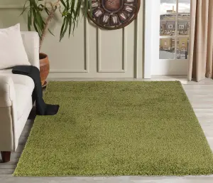 Serdim Rugs Plain Living Room Shaggy Area Rugs Green 80x150 cm