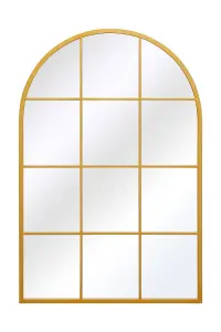 MirrorOutlet The Fenarc Gold Metal Framed Arched Window Wall Mirror 120CM X 80CM