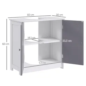 kleankin 60x60cm Under-Sink Storage Cabinet w/ Adjustable Shelf Grey White