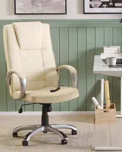 Massage Chair Faux Leather Cream GRANDEUR