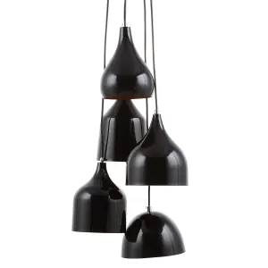 5 Light Metal Pendant Lamp Black SAVIO