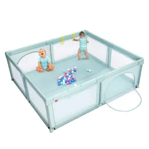 Costway Baby Playpen Large Safety Infant Activity Center W/ 50 PCS Ocean Balls 206 x 186 cm