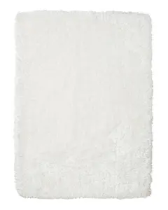 Ivory Plain Shaggy Handmade Modern Easy to clean Rug for Bed Room Living Room and Dining Room-150cm (Circle)