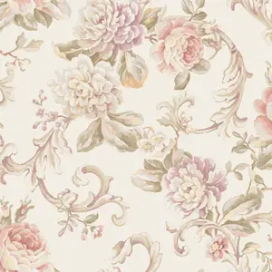 Seabrook Floral Rose White Wallpaper Flowers Botanical Acrylic Coated Paper