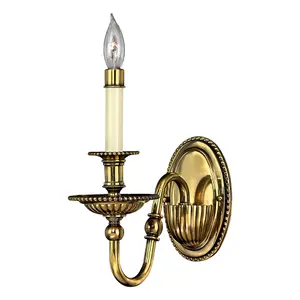 Elstead Cambridge 1 Light Indoor Candle Wall Light Burnished Brass, E14