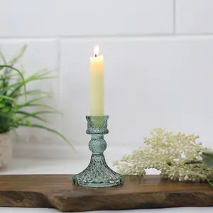 Glass Candle Holder Green Table Centerpiece Champagne Victorian Style Home Decor