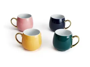 4pc Coloured Gold handle Harlem Mugs