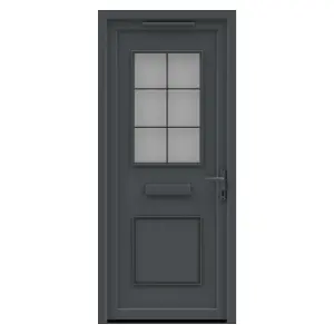 Fortia Mindil Clear Glazed Anthracite LH External Front Door set, (H)2085mm (W)920mm