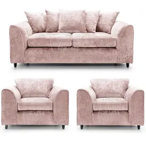 Monaco Chenille Fabric 3 Piece Sofa Set - 3 1 1 Pink