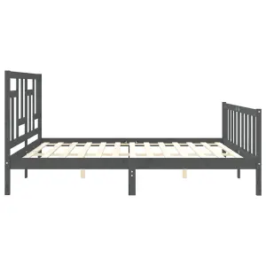 Berkfield Bed Frame with Headboard Grey 200x200 cm Solid Wood