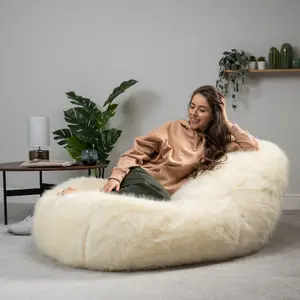 icon Soho Faux Fur Bean Bag Lounger Natural Giant Bean Bag Chair