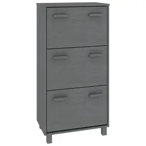 Berkfield Shoe Cabinet Dark Grey 59.5x35x117 cm Solid Wood Pine