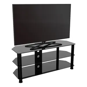 AVF Classic 1.14m Glass Corner TV Stand with Cable Management for TVs up to 55" - Black