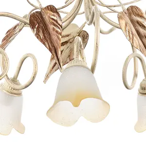 Luminosa Vanda 5 Light Multi Arm Pendant Ceiling Light, Ivory