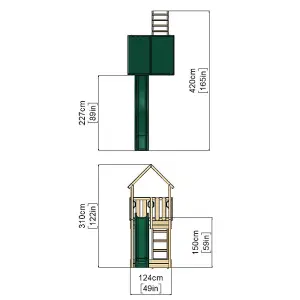 Rebo Modular Wooden Climbing Frame Adventure Playset - Tower with Wooden Roof