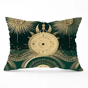 Green Moon and Sun Abstract Pattern Cushions 33cm x 48cm