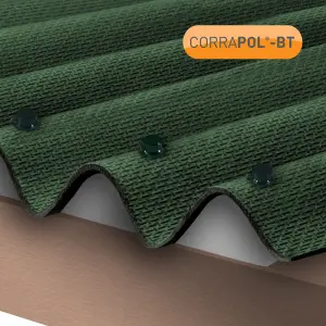 Green Bitumen Corrugated roofing sheet (L)1m (W)930mm (T)2mm