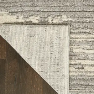 Grey Ivory,Modern Abstract Easy to clean Rug for Bedroom & Living Room-66 X 229cm (Runner)