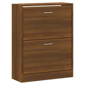 Berkfield Shoe Cabinet Brown Oak 63x24x81 cm Engineered Wood