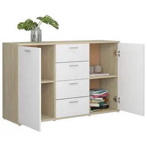 Andile 35.5Cm Wide 4 Drawer Sideboard White/Sonoma Oak