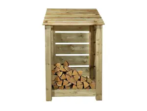 Slatted wooden log store W-79cm, H-126cm, D-88cm - natural (light green) finish