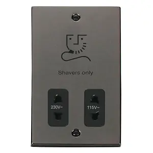 Black Nickel Shaver Socket 115v/230v - Black Trim - SE Home