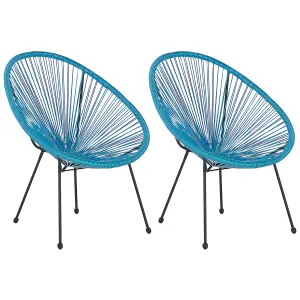 Set of 2 Garden Chairs ACAPULCO II PE Rattan Blue