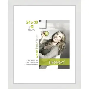 Wood Picture Frame with Mat White / 30cm H x 24cm W x 3cm D