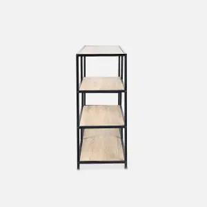 sweeek. 5-level industrial bookshelf in metal and wood effect Loft Natural 114x33x78 cm