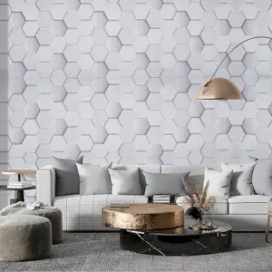 Grey 3D PVC Self Adhesive Hexagonal Geometric Wallpaper 10 m