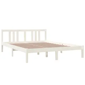 Berkfield Bed Frame White Solid Wood 150x200 cm King Size