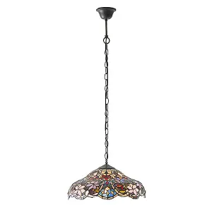 Luminosa Sullivan 1 Light Medium Ceiling Pendant Dark Bronze, Tiffany glass, E27