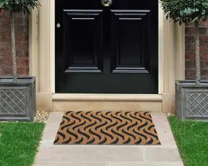 Coco&Coir Door Mat Rubber Backed Eco-Friendly Indoor Outdoor Heavy Duty Patterned Entrance Door Mat 45 x 75 cm SAND DUNES