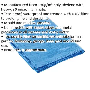 Durable 1.73m x 2.31m Blue Tarpaulin - Waterproof and Mould Resistant Cover Sheet