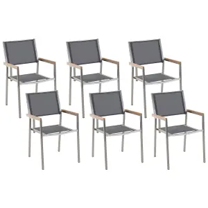 Set of 6 Garden Chairs GROSSETO Stainless Steel Grey