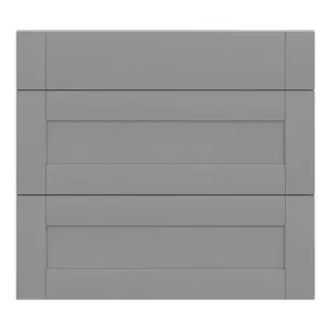 GoodHome Alpinia Painted Matt slate grey wood effect Drawer front, Pack of 3 (H)715mm (W)797mm (T)18mm