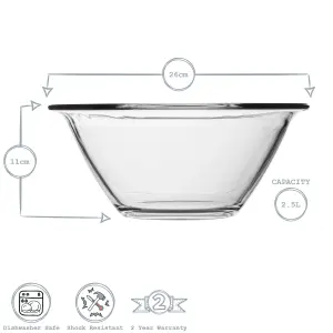 Bormioli Rocco - Mr Chef Glass Nesting Mixing Bowl - 2.5 Litres - Pack of 6