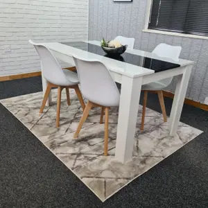 Kitchen Dining Table With 4 Chairs White Black Table (140x80x75) 4 White Tulip Chairs, Kitchen Dining Room Furniture