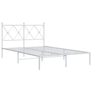 Berkfield Metal Bed Frame without Mattress with Headboard White 120x200cm